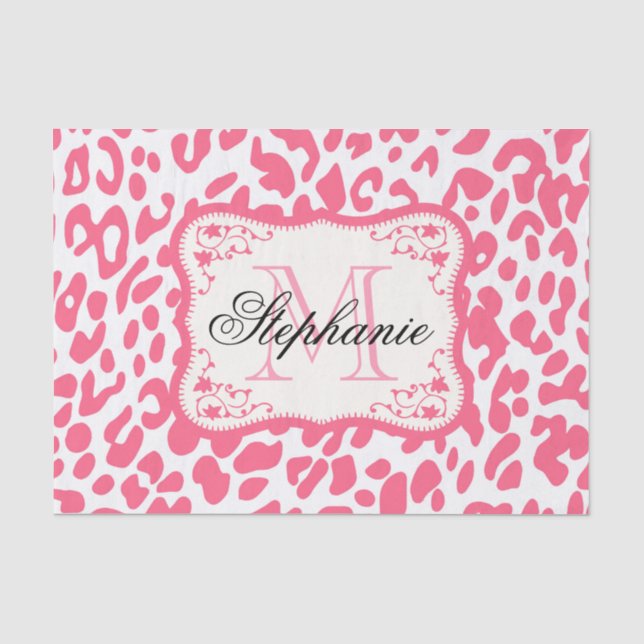Papel De Seda Impressão Leopardo Rosa (Frente )