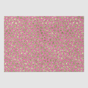 Papel De Seda Impressão Leopardo Rosa Dourada