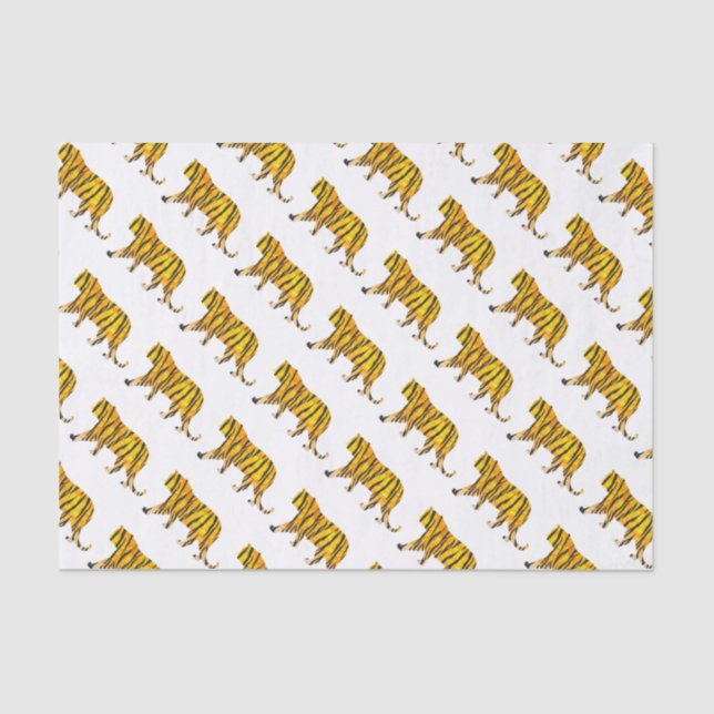 Papel De Seda Impressão preto e alaranjado do tigre (Frente )