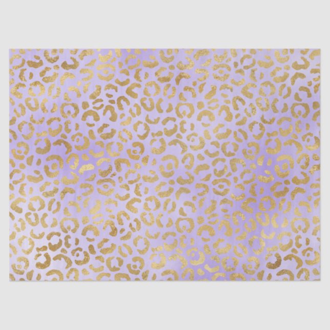 Papel De Seda Impressão púrpura Dourada do Glam Leopard (Frente )