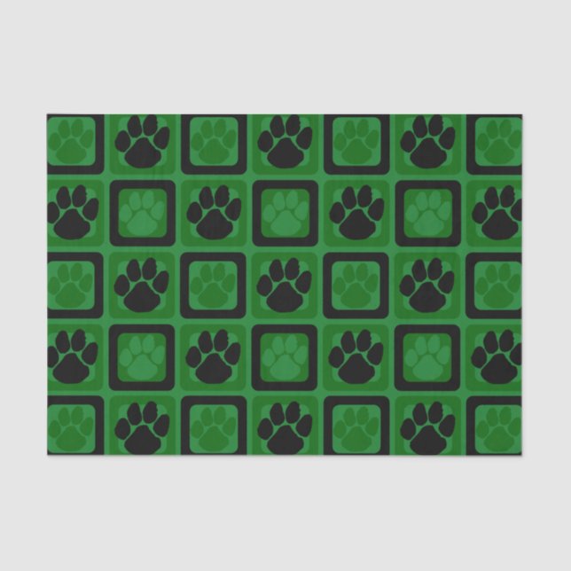 Papel De Seda Impressão Repetitiva Verde e Preta (Frente )