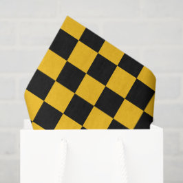 Papel De Seda Impressão Xadrez Amarelo e Preto