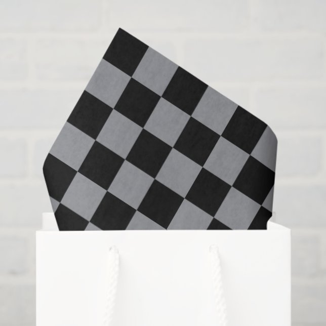Papel De Seda Impressão Xadrez Preto e Cinza (Sacola de presentes)