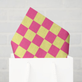 Papel De Seda Impressão Xadrez Rosa e Amarelo