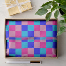 Impressão Xadrez Rosa e Azul