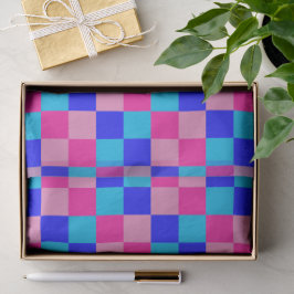Papel De Seda Impressão Xadrez Rosa e Azul