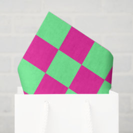 Papel De Seda Impressão Xadrez Rosa e Verde