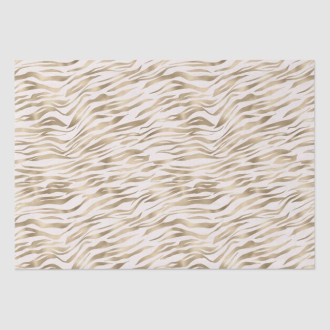 Papel De Seda Impressão Zebra Dourada (Frente )