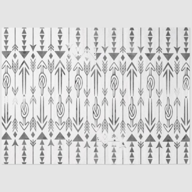 Papel De Seda Impressionante aquarela splatters cinza setas trib (Frente )