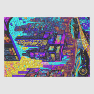 Papel De Seda Impressionante Mosaico, Vidro Escondido Neon Cyber