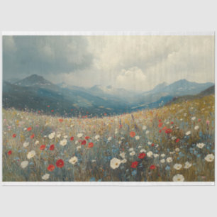 Papel De Seda Impressionista Pintando Paisagem de Flor Selvagem