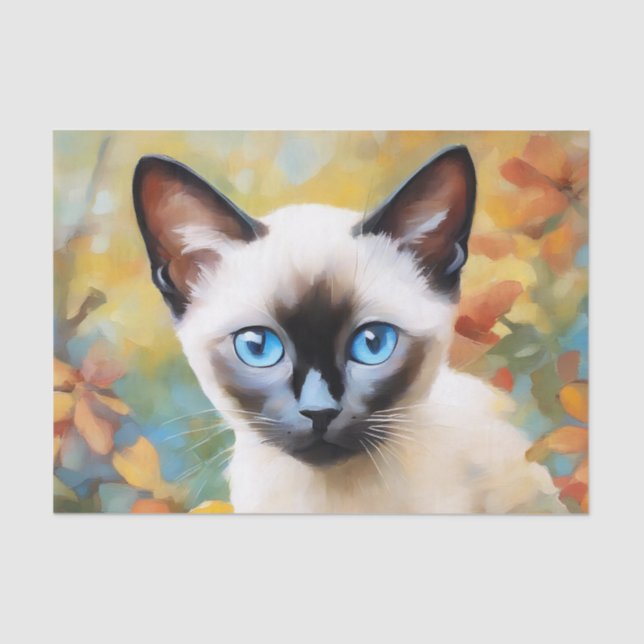 Papel De Seda Impressionista Siamese Kitten (Frente )