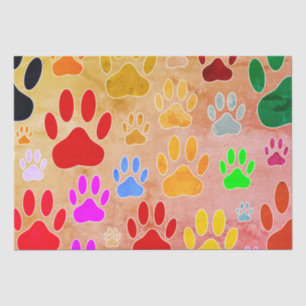 Papel De Seda Impressões Da Pata Do Cão Sobre O Fundo Da Vintage