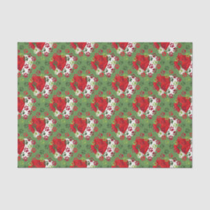 Papel De Seda Impressões da pata do Natal com chapéu do papai