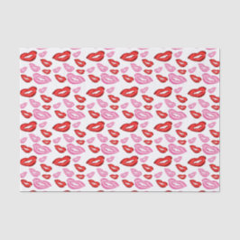 Papel De Seda Impressões de batom vermelhos e rosados ​​tendênci