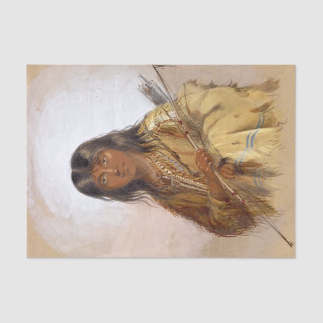 Papel De Seda Indígena Americana de Pintura de Aquarela Chinook (Frente )