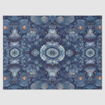 Indigo Denim Bloom Floral Decoupage Craft Embrulho