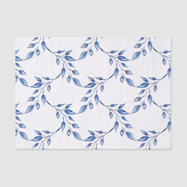 Papel De Seda Indigo Leaf Lattice (Frente )