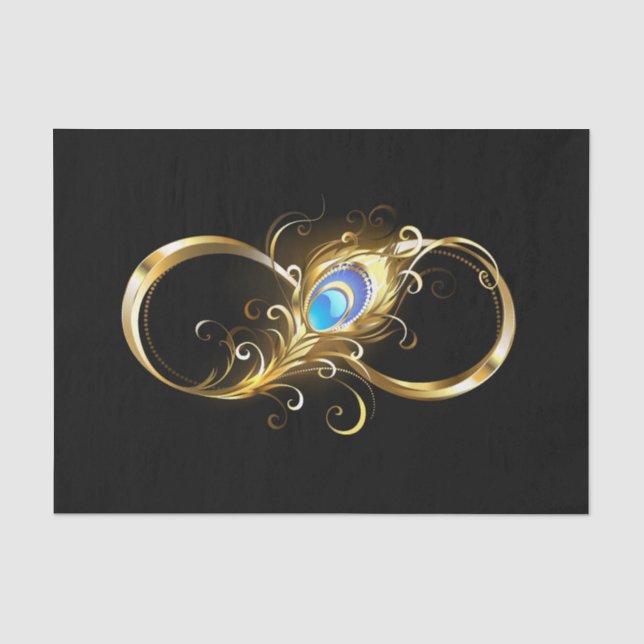 Papel De Seda Infinidade com a pena Pavão de Ouro (Frente )