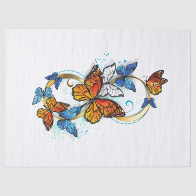 Papel De Seda Infinidade de Borboletas Monarca (Frente )