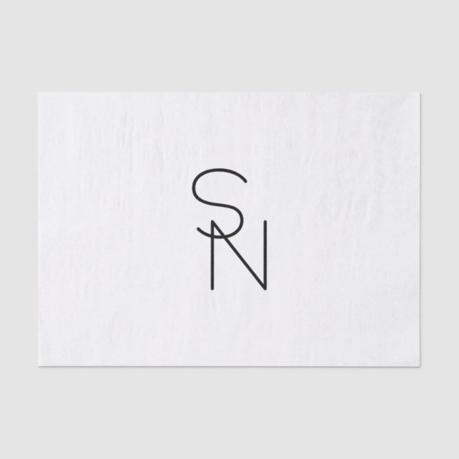 Papel De Seda Iniciais Sobrepostas com Estilo Moderno (Frente )