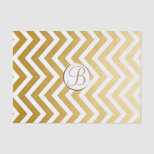 Papel De Seda Inicial de Letra Monograma Estampa Chevron Branco 