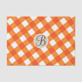 Papel De Seda Inicial Monograma de Outono Rústico Laranja Branco