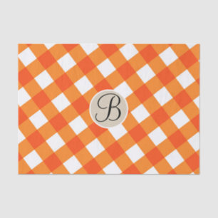 Papel De Seda Inicial Monograma de Outono Rústico Laranja Branco