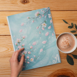 Papel De Seda Iniciales Elegantes Turquesa Rosa Flor de Cerejeir