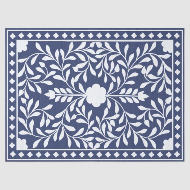 Papel De Seda Inky Blue 1 Traditional Blue Bone Inlay Decoupage  (Frente )