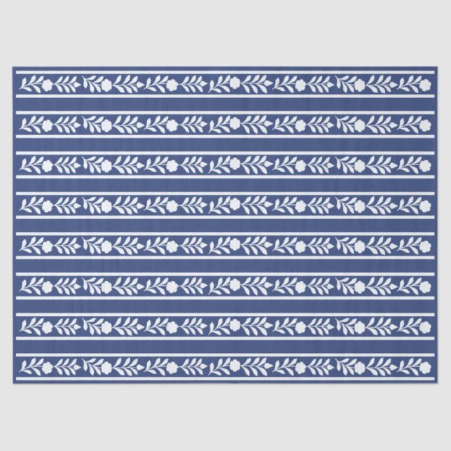 Papel De Seda Inky Blue 2 Floral Bone Inlay decoupage (Frente )