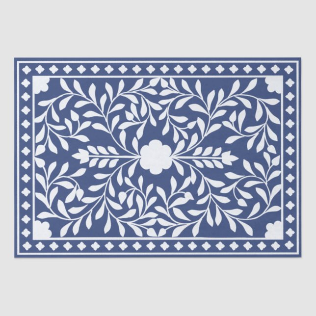 Papel De Seda Inky Blue 2 Traditional Bone Inlay Decoupage Paper (Frente )