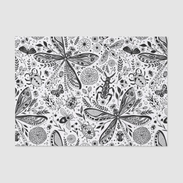 Papel De Seda Insetos de porta em azul escuro (Frente )