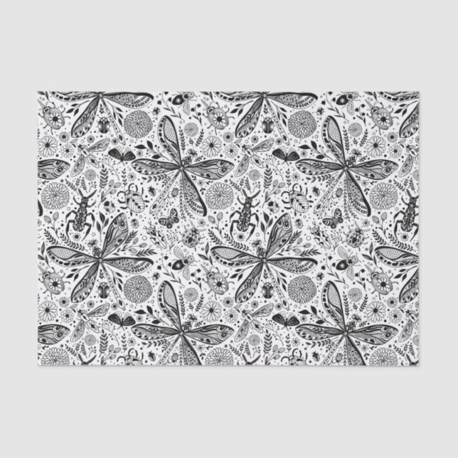 Papel De Seda Insetos de porta em azul escuro (Frente )