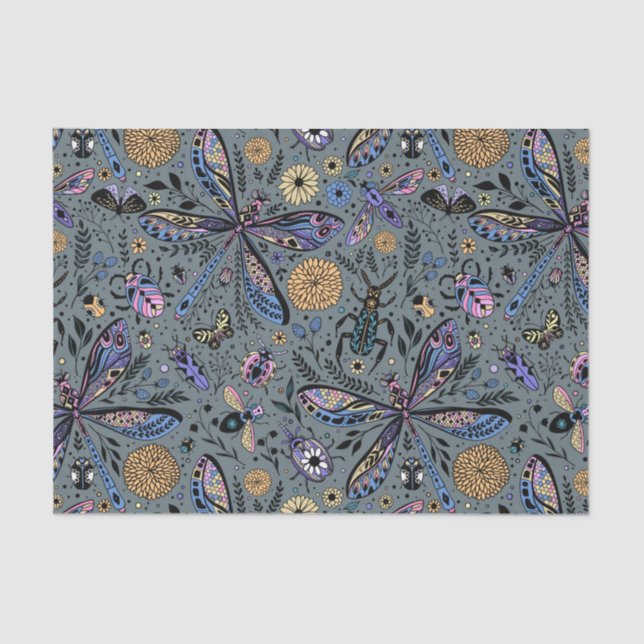 Papel De Seda Insetos de porta em cinzas de slater (Frente )