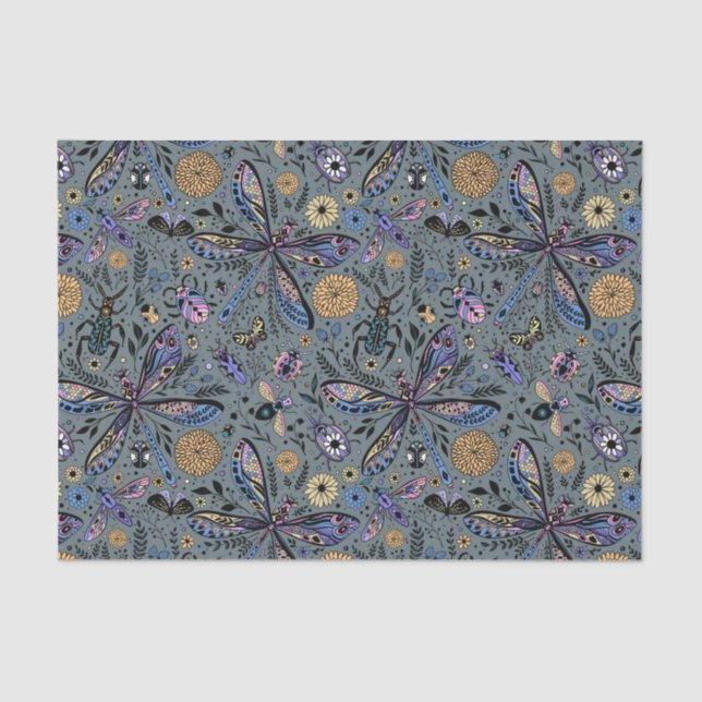 Papel De Seda Insetos de porta em cinzas de slater (Frente )