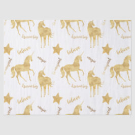 Papel De Seda Inspirational Gold Unicorns Stars