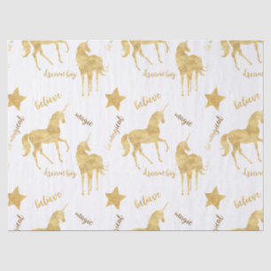 Papel De Seda Inspirational Gold Unicorns Stars