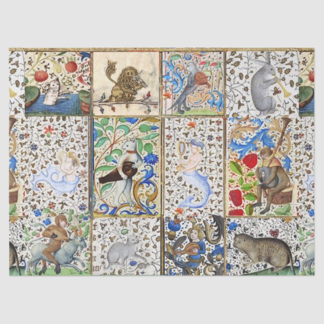 PAPEL DE SEDA INSTRUMENTOS MUSICAIS DE JOGO BESTIÁRIO MEDIEVAL A (Frente )