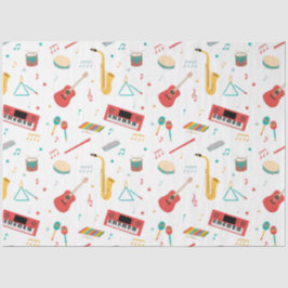 Papel De Seda Instrumentos Musicais Tema Musical Padrão