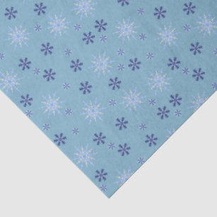Papel De Seda Inverno Floco de Neve Azul
