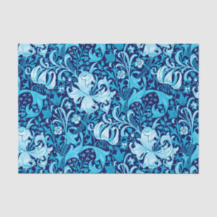 Papel De Seda Íris de William Morris e lírio, azul de índigo