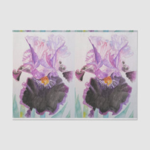 Papel De Seda Iris Iriss Purple Watercolor Floral Flower