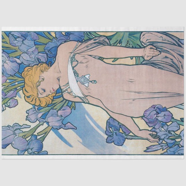 Papel De Seda Íris (Quatro Flores), Alphonse Mucha (Frente )
