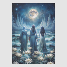Papel De Seda Irmãs do Floral da Lua Azul Índigo