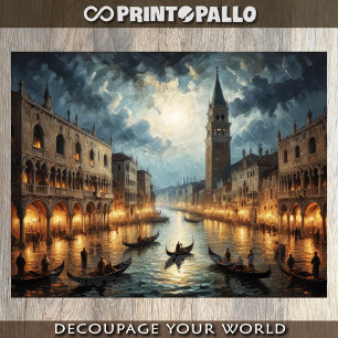 Papel De Seda Itália Veneza canal ao luar