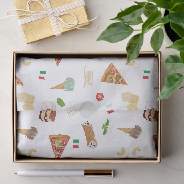 Papel De Seda Italian Food Pizza Pasta Tiramisu Pattern (Presente)