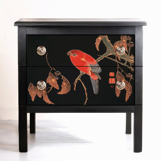 Papel De Seda Ito Jakuchu Red Parrot em galeria de árvores Circa