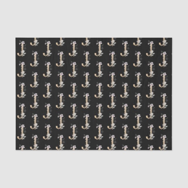 Papel De Seda J Monograma - Tecido Floral (Frente )