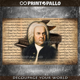 Papel De Seda J. S. Bach O Compositor com música e piano